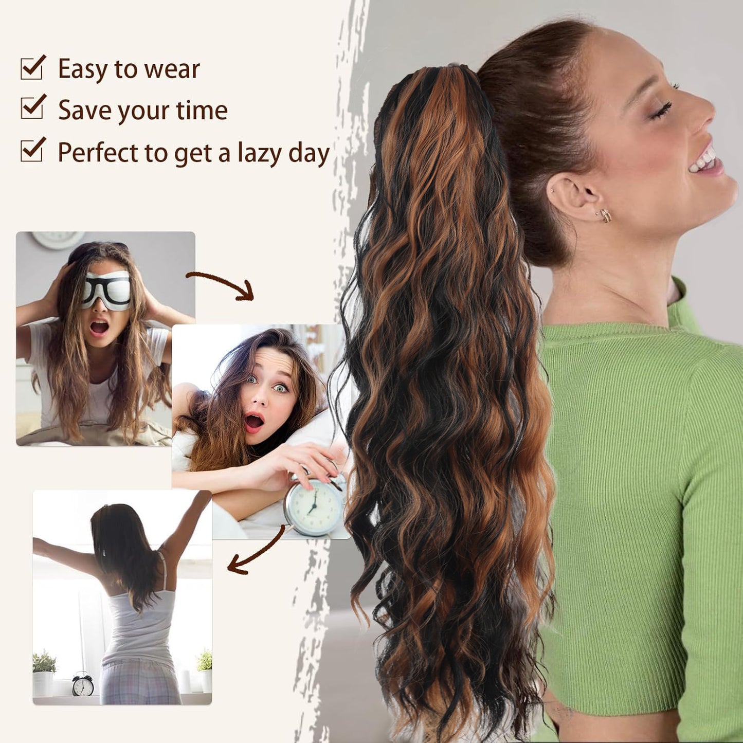 Volumizing Wavy Claw Clip Ponytail