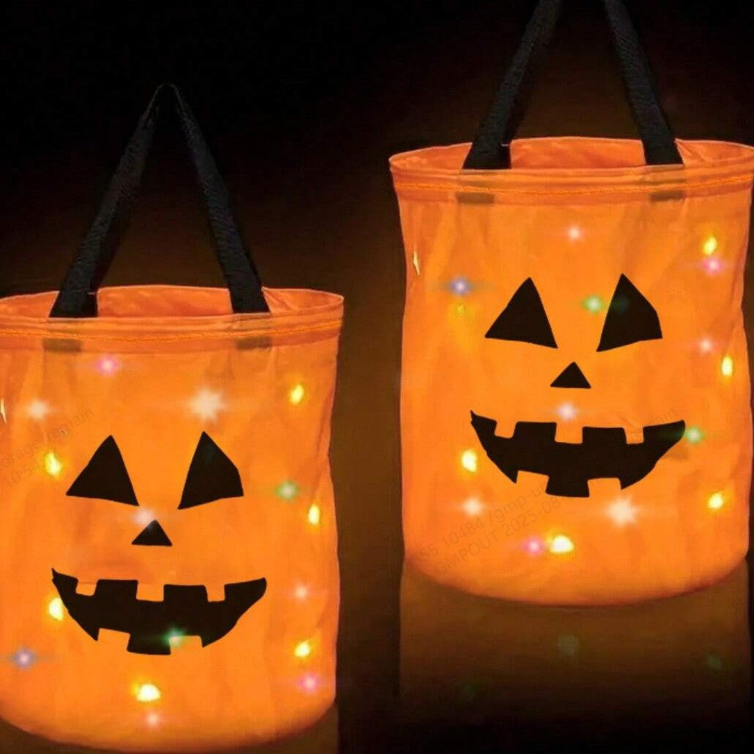 💥LAST DAY SALE 49% OFF💥 Halloween Candy Bucket with LED Lights Trick or Treat Bags for Kids and Adults Halloween Basket