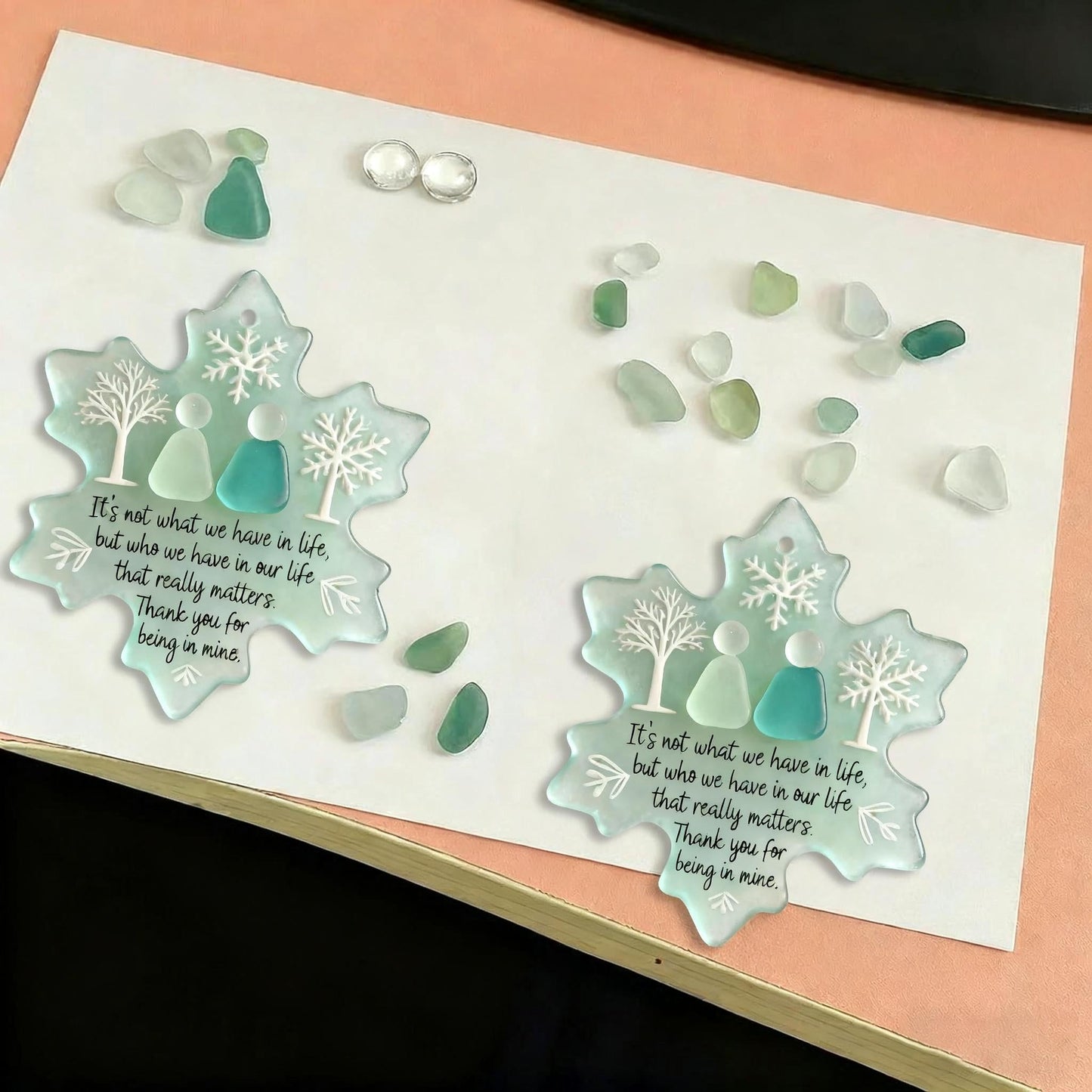 🌊Snowflake-Shaped Sea Glass Friendship Decor❄✨Shaped by Nature & Crafted by Hand!