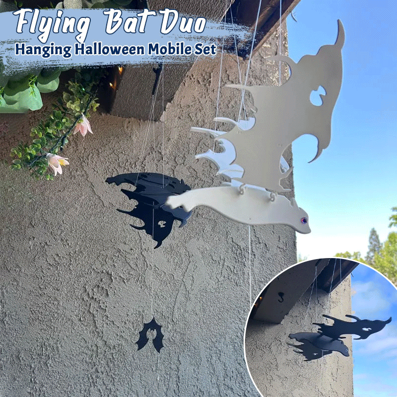 Flying Bat Duo — Hanging Halloween Mobile Set