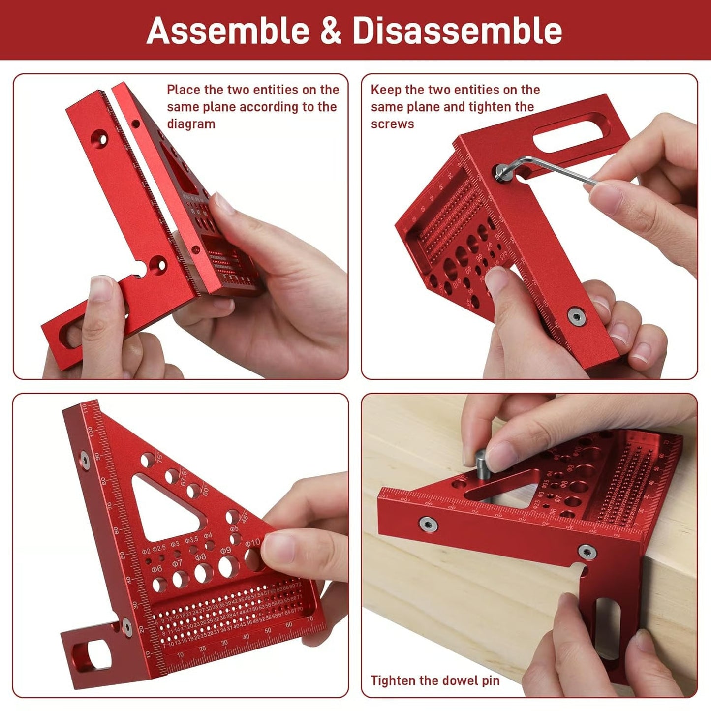 Multifunctional Aluminum Alloy 3D Square Triangle Ruler