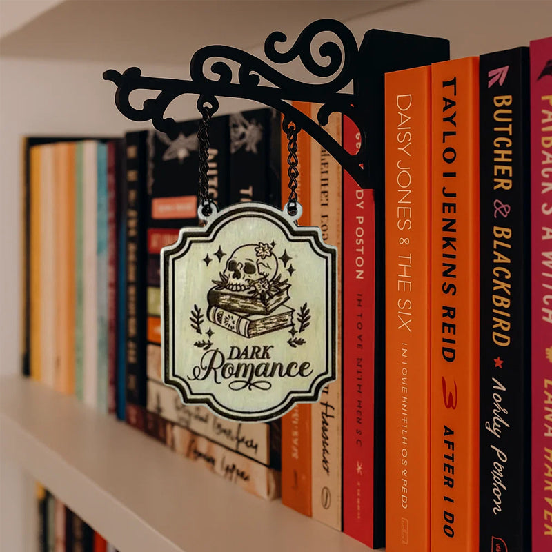 🔥LAST DAY 49% OFF-Book Nook Tavern Signs – Genre Shelf Labels with Hanging Brackets