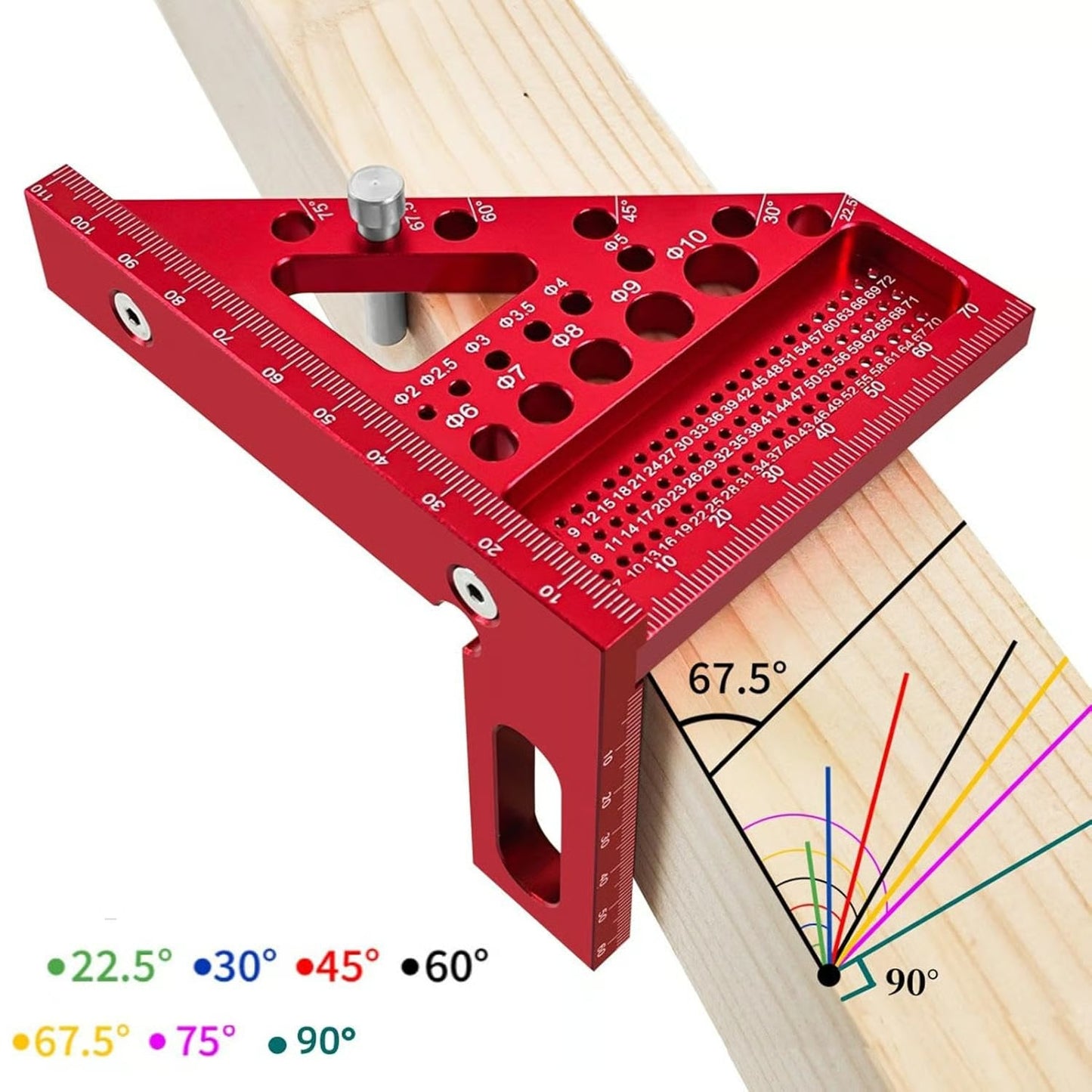 Multifunctional Aluminum Alloy 3D Square Triangle Ruler