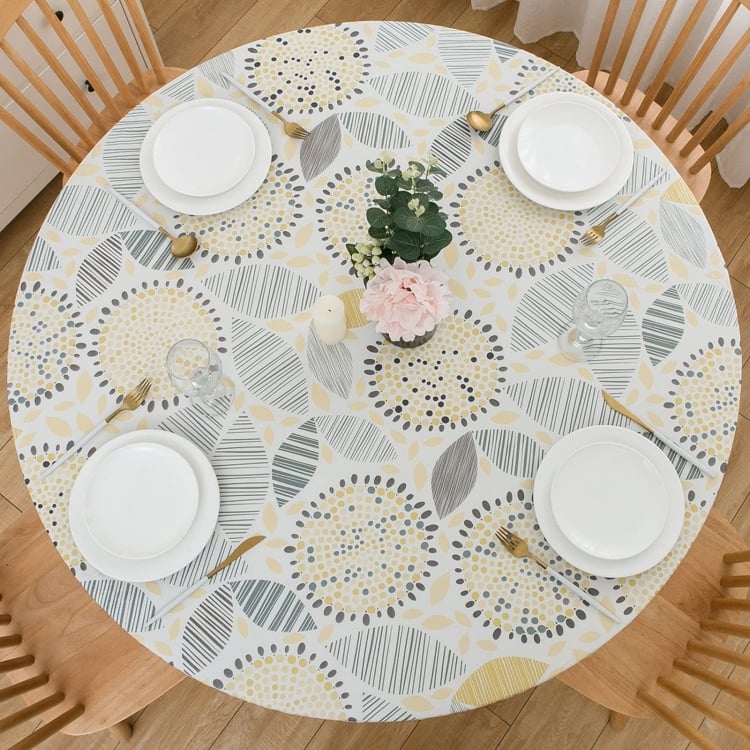 🔥Hot Sale-45% OFF❤️Round Fitted Vinyl Tablecloth with Flannel Backing