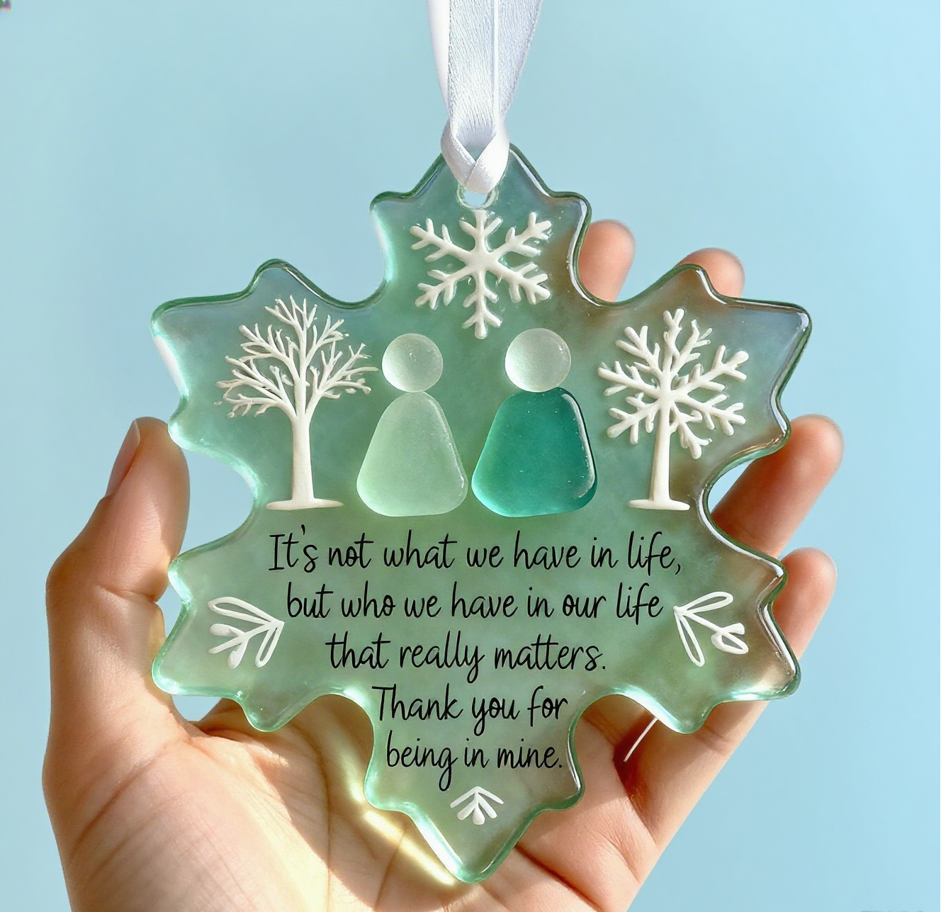🌊Snowflake-Shaped Sea Glass Friendship Decor❄✨Shaped by Nature & Crafted by Hand!