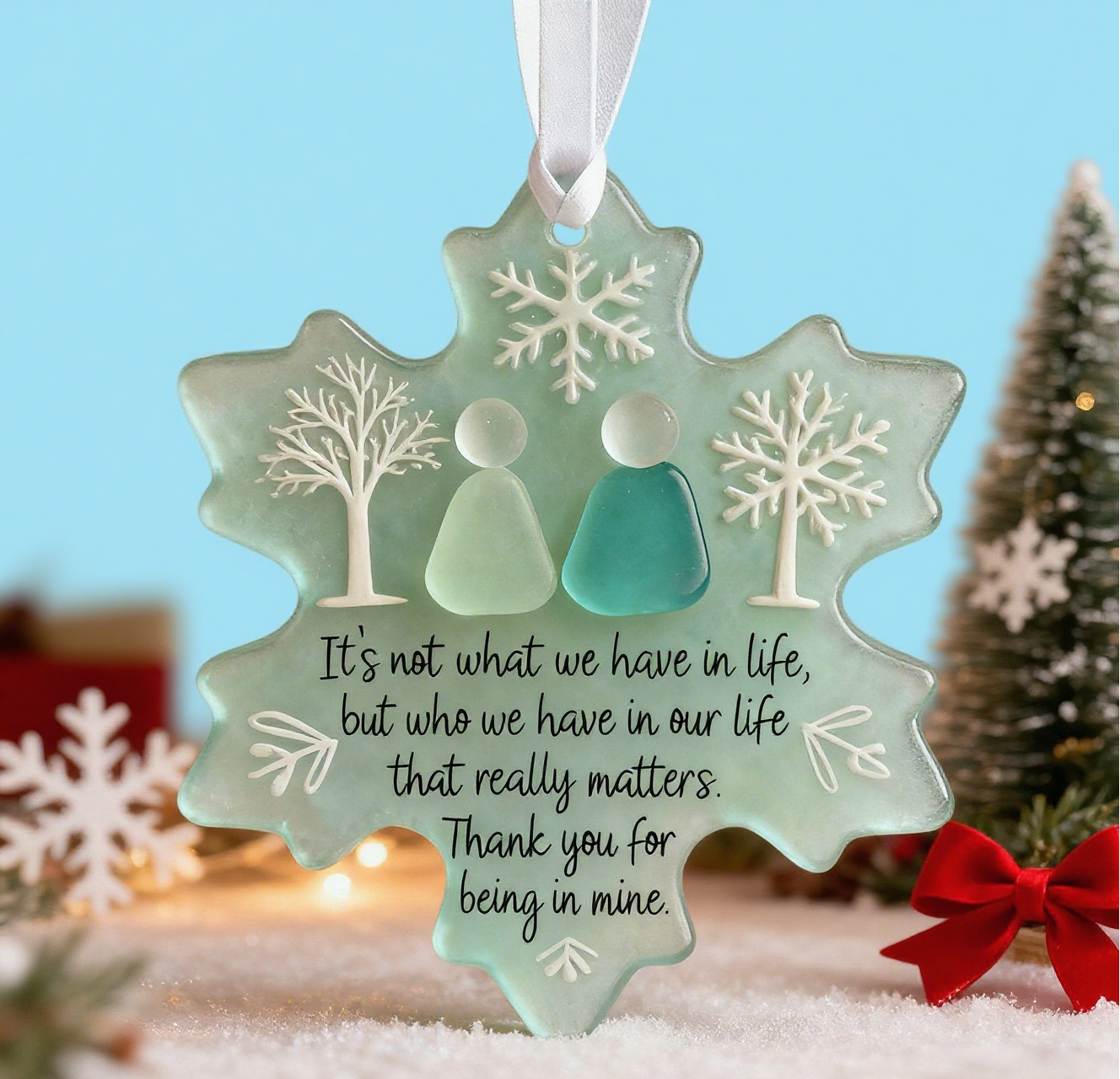 🌊Snowflake-Shaped Sea Glass Friendship Decor❄✨Shaped by Nature & Crafted by Hand!