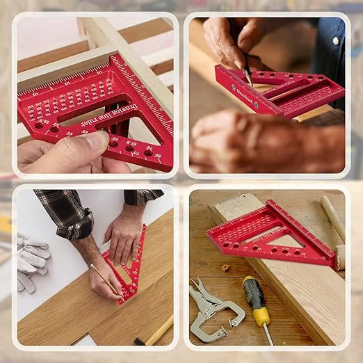 Multifunctional Aluminum Alloy 3D Square Triangle Ruler