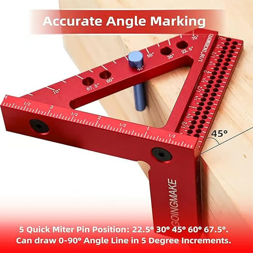 Multifunctional Aluminum Alloy 3D Square Triangle Ruler