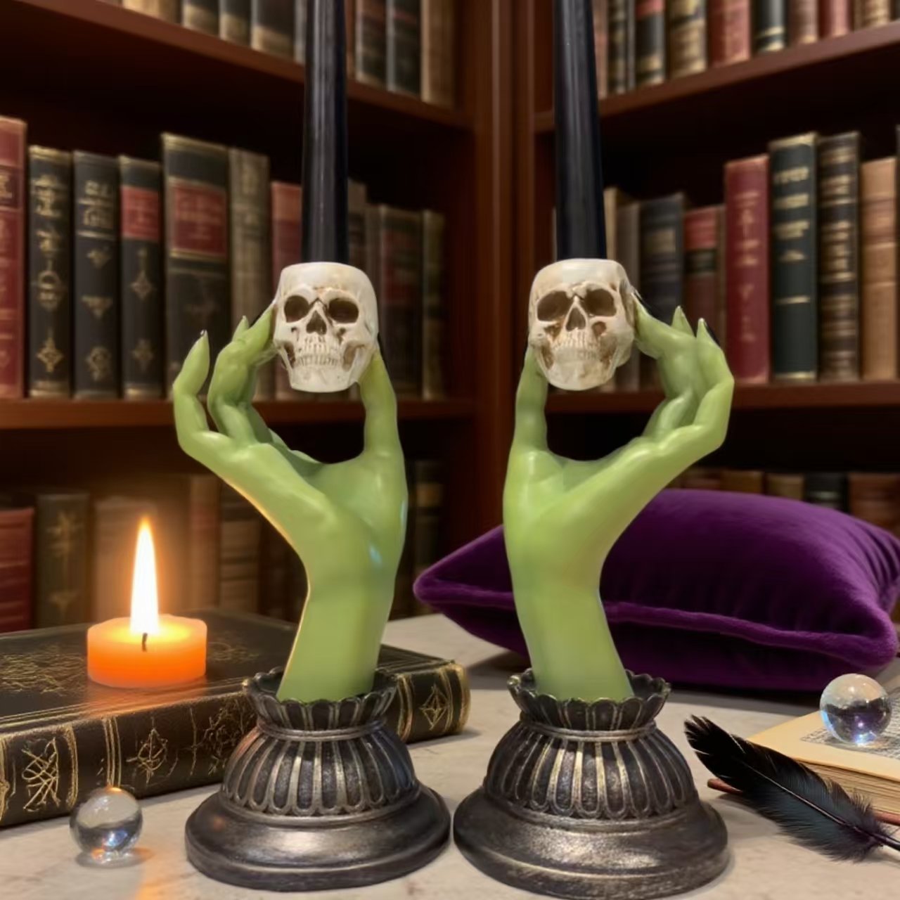 🕯️ Witch Hand Skull Candle Holder – Haunting Gothic Decor ✨