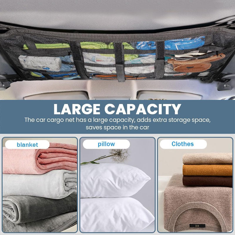 Double-Layer Car Roof Cargo Net Organizer