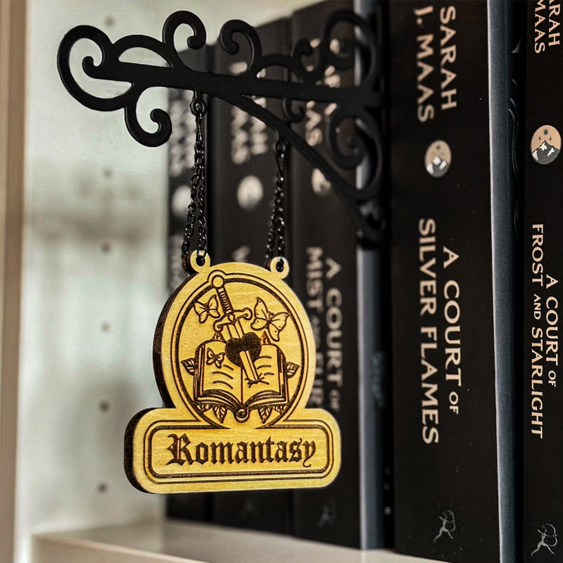 🔥LAST DAY 49% OFF-Book Nook Tavern Signs – Genre Shelf Labels with Hanging Brackets
