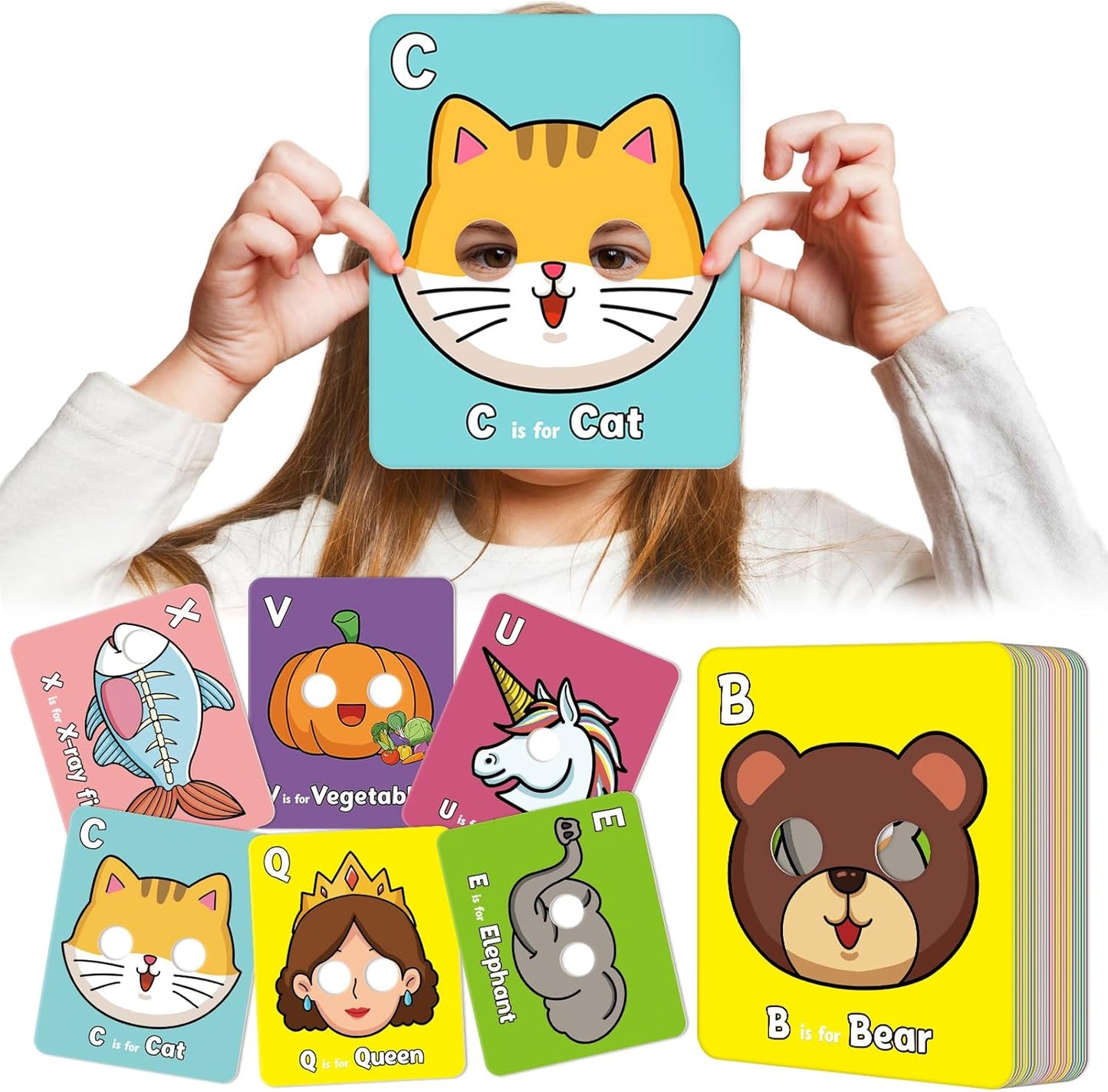 🔥 Last Day 49% OFF 🔥26 Pcs Alphabet ABC Flash Cards with Animal Masks