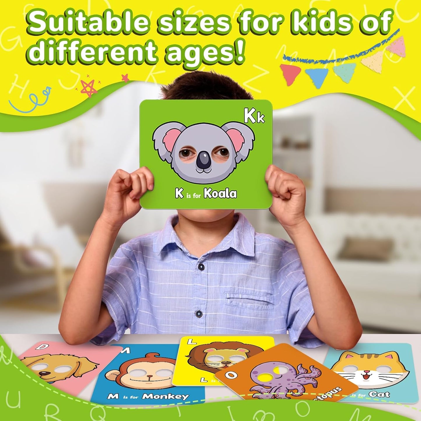 🔥 Last Day 49% OFF 🔥26 Pcs Alphabet ABC Flash Cards with Animal Masks