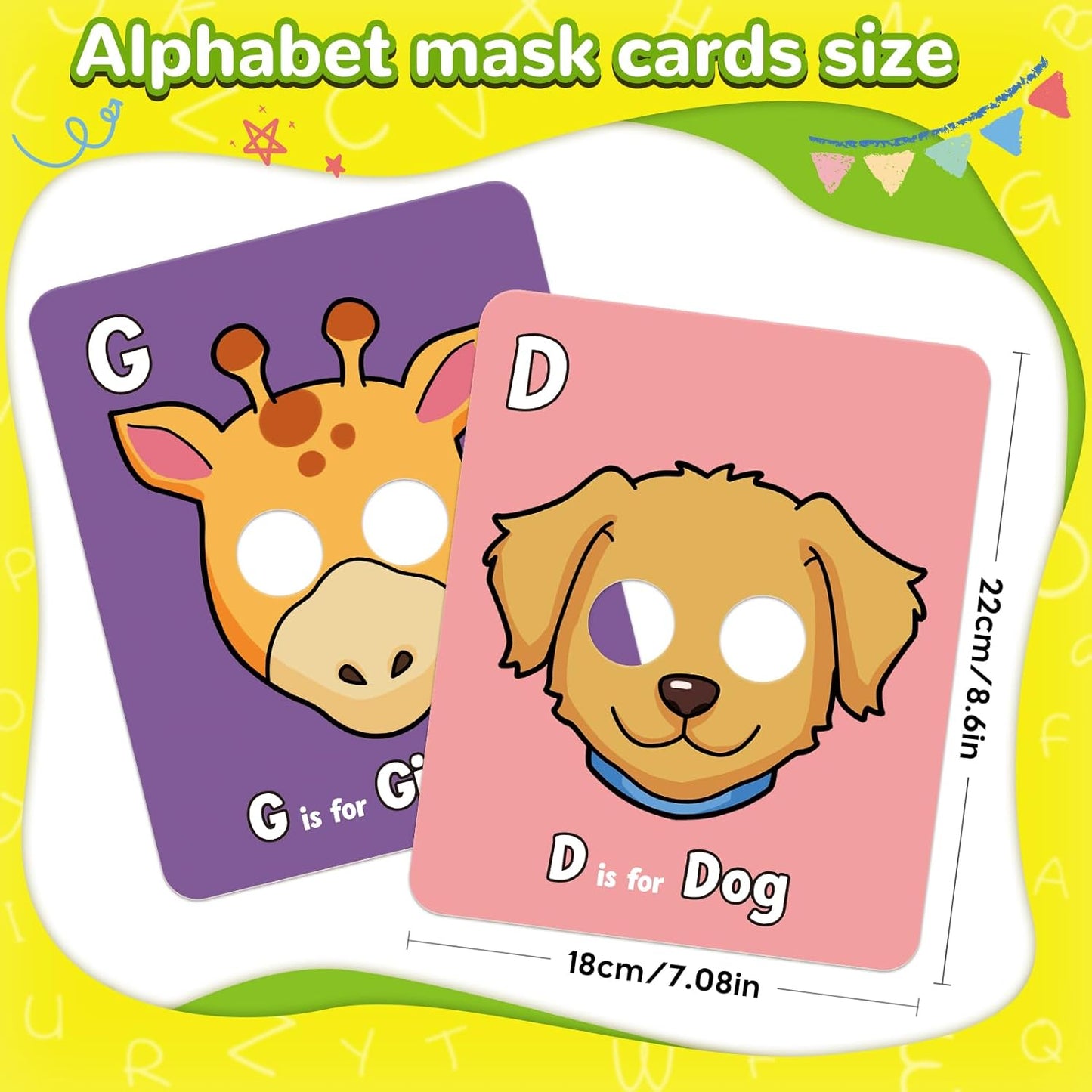 🔥 Last Day 49% OFF 🔥26 Pcs Alphabet ABC Flash Cards with Animal Masks