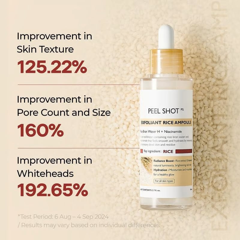 🌿Peel Shot Glow Rice Ampoule Duo - Serums for Brightening, Exfoliating, and Moisturizing🌾