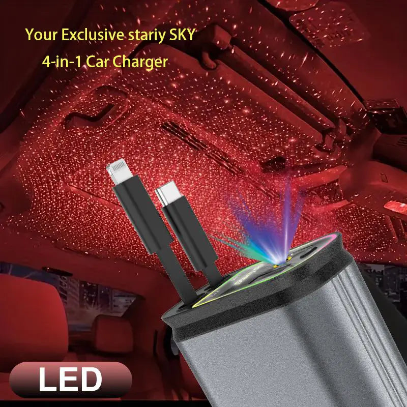 🌟4-in-1 StarLight Retractable Car Charger
