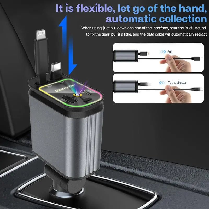 🌟4-in-1 StarLight Retractable Car Charger