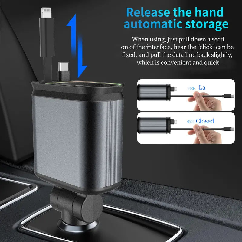 🌟4-in-1 StarLight Retractable Car Charger