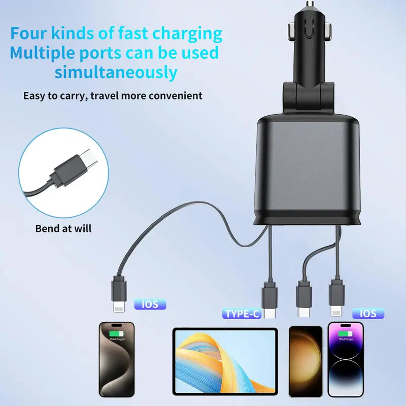 🌟4-in-1 StarLight Retractable Car Charger