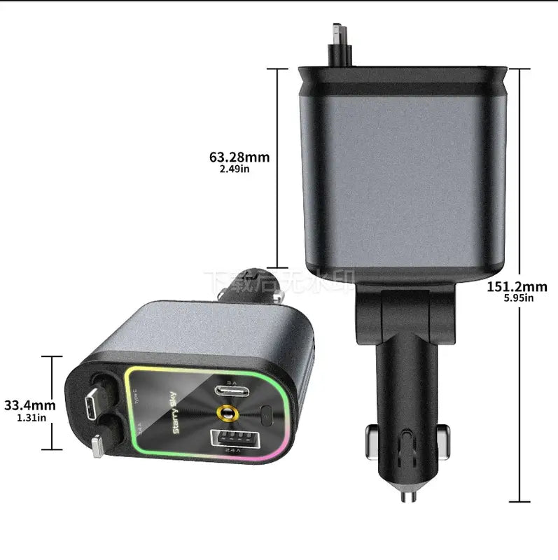🌟4-in-1 StarLight Retractable Car Charger