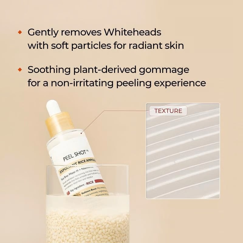 🌿Peel Shot Glow Rice Ampoule Duo - Serums for Brightening, Exfoliating, and Moisturizing🌾