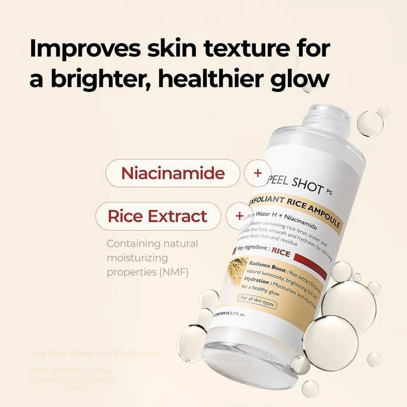 🌿Peel Shot Glow Rice Ampoule Duo - Serums for Brightening, Exfoliating, and Moisturizing🌾