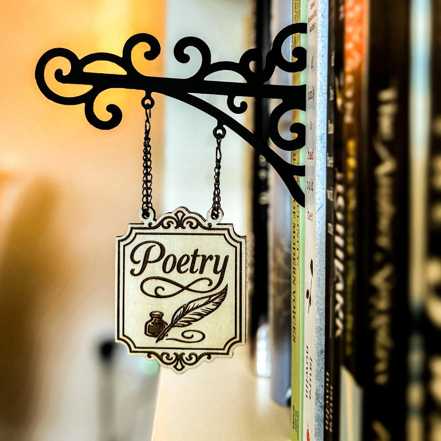 🔥LAST DAY 49% OFF-Book Nook Tavern Signs – Genre Shelf Labels with Hanging Brackets