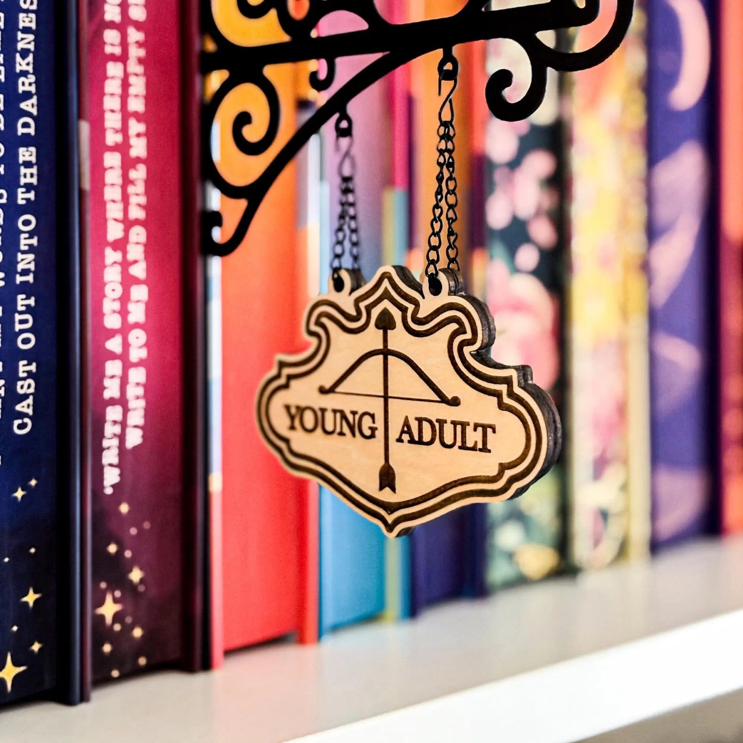 🔥LAST DAY 49% OFF-Book Nook Tavern Signs – Genre Shelf Labels with Hanging Brackets