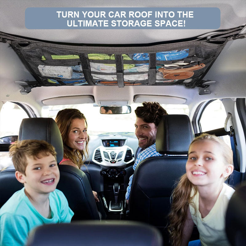 Double-Layer Car Roof Cargo Net Organizer