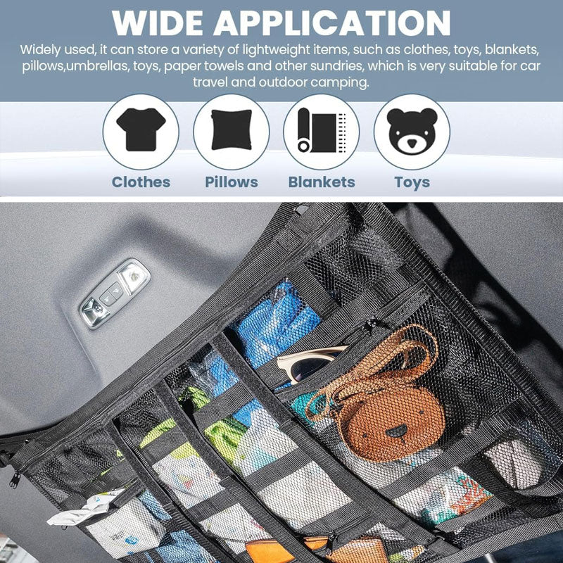 Double-Layer Car Roof Cargo Net Organizer