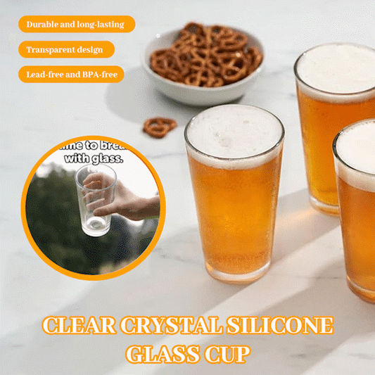 🔥BUY 2 GET 1 FREE🍸Clear Crystal Silicone Glass Cup