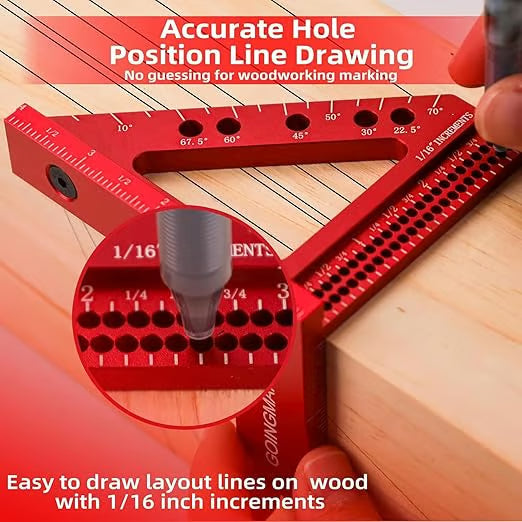 Multifunctional Aluminum Alloy 3D Square Triangle Ruler