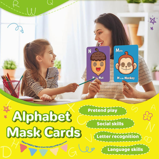 🔥 Last Day 49% OFF 🔥26 Pcs Alphabet ABC Flash Cards with Animal Masks