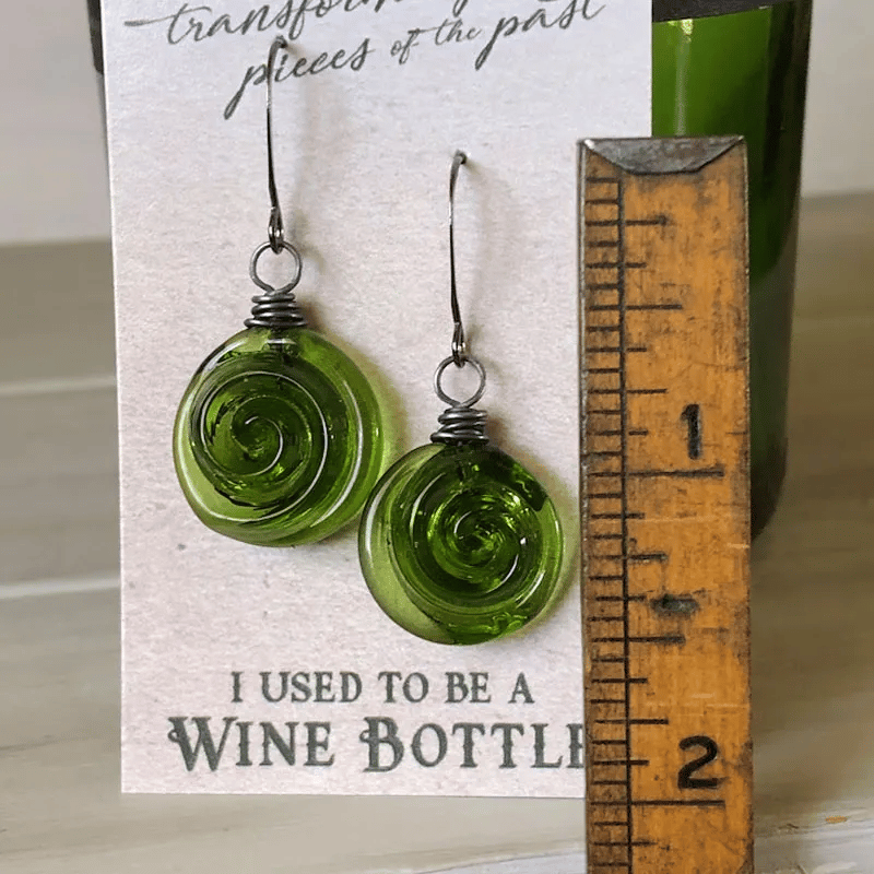 Recycled Glass Spiral Earrings: Upcycled Mason Jar Dangles