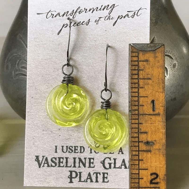 Recycled Glass Spiral Earrings: Upcycled Mason Jar Dangles