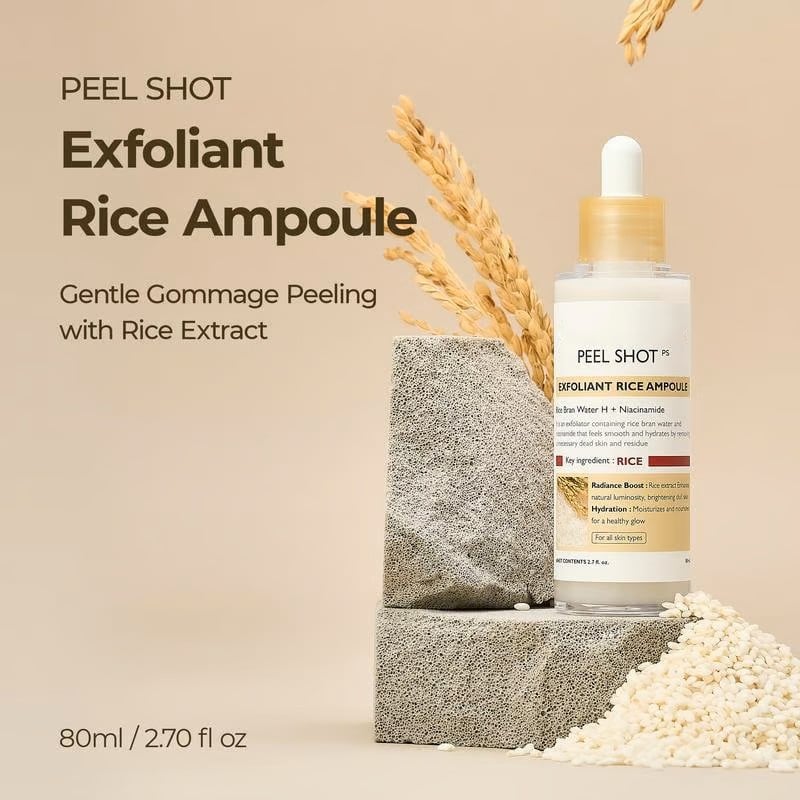 🌿Peel Shot Glow Rice Ampoule Duo - Serums for Brightening, Exfoliating, and Moisturizing🌾