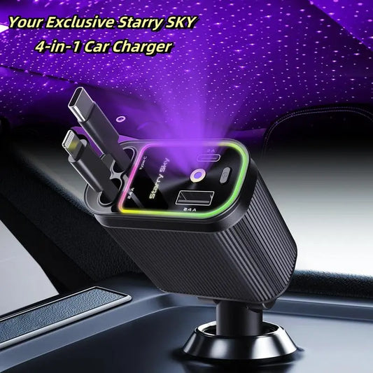 🌟4-in-1 StarLight Retractable Car Charger