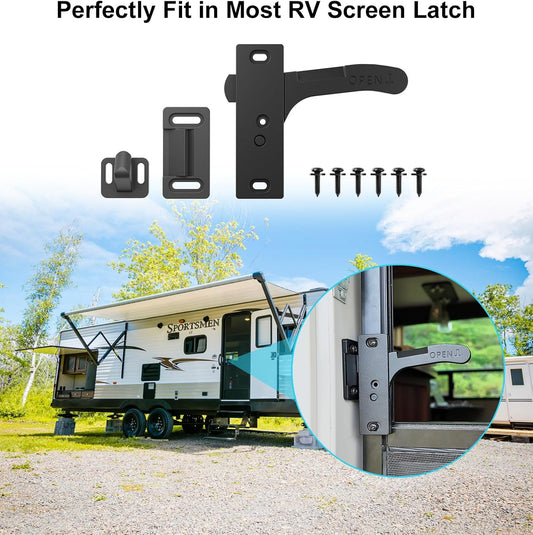🚗Aluminum RV Screen Door Handle Replacement Latch Kit