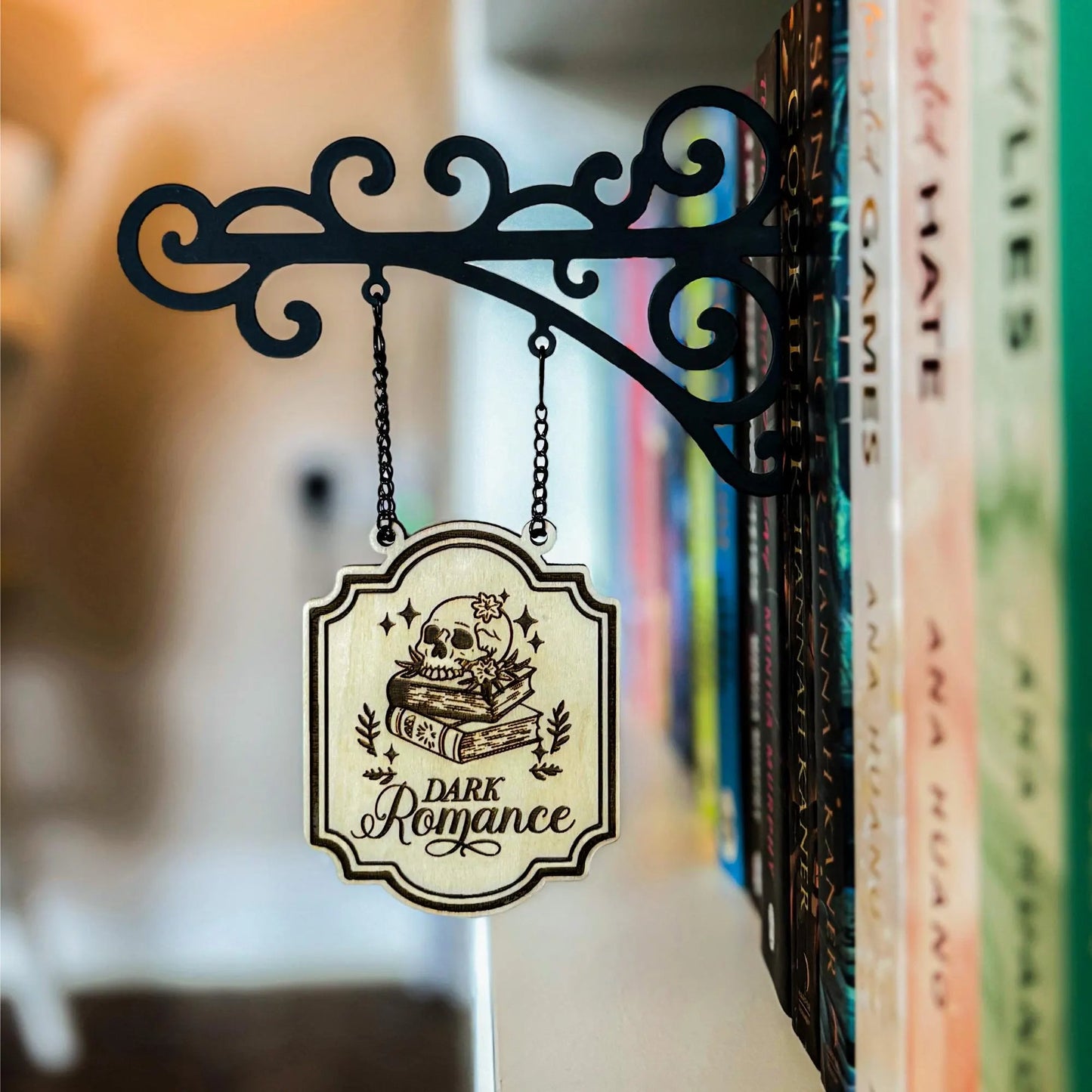 🔥LAST DAY 49% OFF-Book Nook Tavern Signs – Genre Shelf Labels with Hanging Brackets